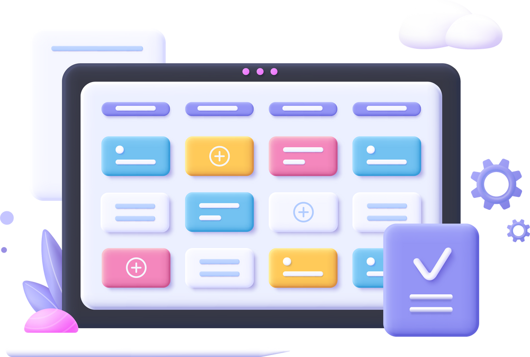 Kanban Board Agile Project Management 3D Concept